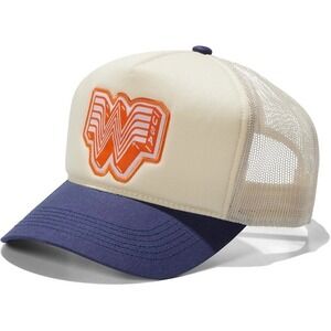 Whataburger Snapback Trucker  Hat Mesh Back Cap Cream Blue Orange